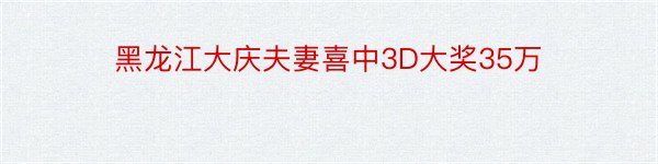 黑龙江大庆夫妻喜中3D大奖35万