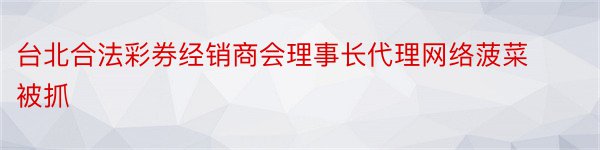 台北合法彩券经销商会理事长代理网络菠菜被抓