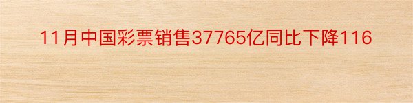 11月中国彩票销售37765亿同比下降116